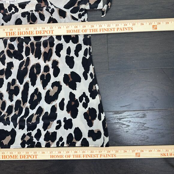 Y2K Nanette Lepore 100% Silk Blouse 8 Leopard Puff Sleeve Peasant Top Fairy Mob - Picture 13 of 14